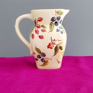 FTD Ceramic Pitcher Blue Red Berry